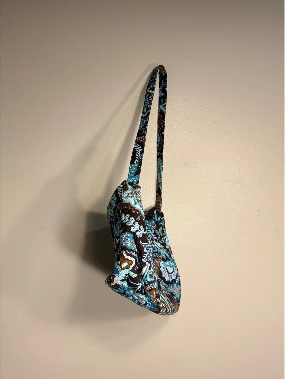 Vintage Vera Bradley Java Blue & Brown Floral Molly Shoulder Bag Retired Pattern